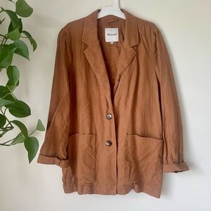 Madewell oversized linen blazer in rust